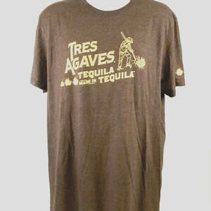 NWOT Tres Agaves 'Tequila Made In Tequila' Brown Double-Sided Graphic T-Shirt XL